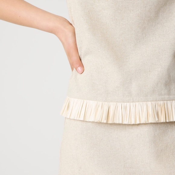 New J.CREW Size S Straw-Trim Linen-Blend Shell Shirt in Yarn Dye Flax $98 CK747 - Picture 3 of 5